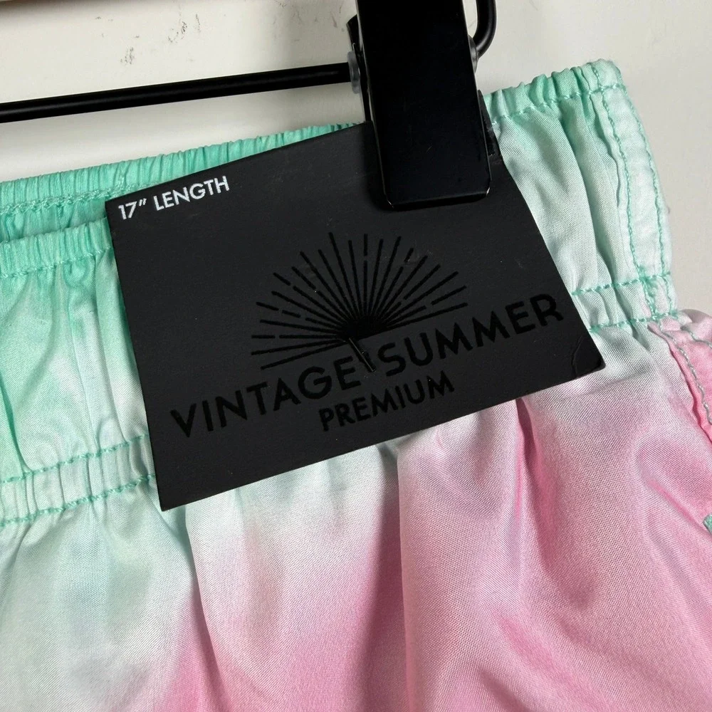 Vintage Summer Swim Trunks Size Small Pink Teal Tie Dye V90509N NEW Vacation